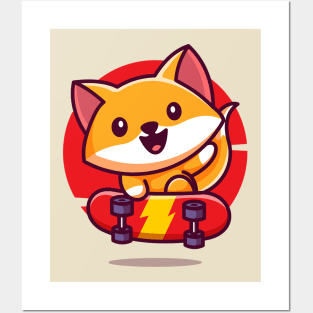 Skater Fox Posters and Art